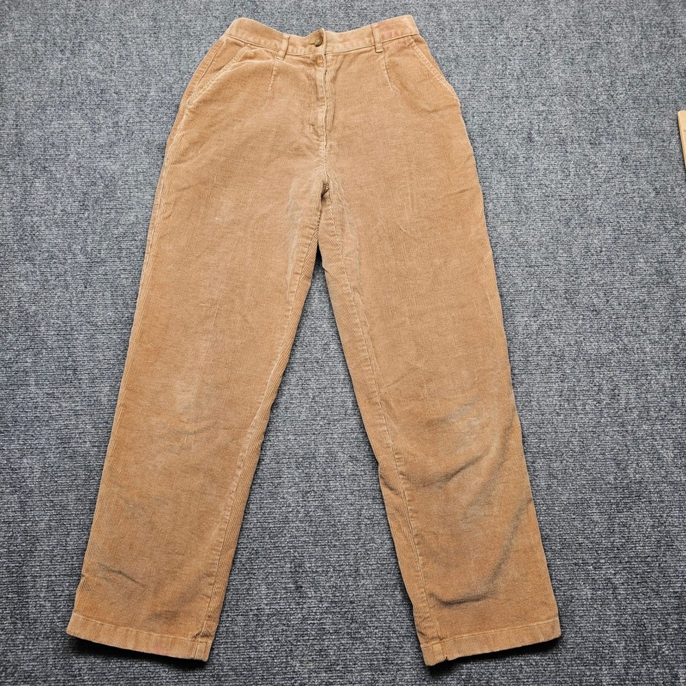 LL Bean Original Fit Corduroy Pants Womens 6 Tan Straight Leg High Rise 229665